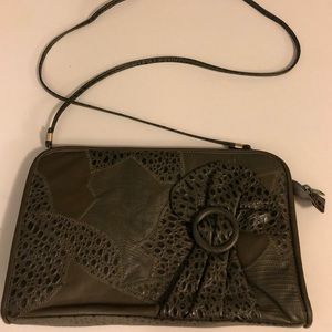 Leather olive green vintage purse